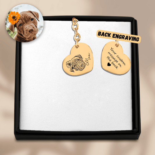 Pet Portrait Heart Keychain OwnPrint
