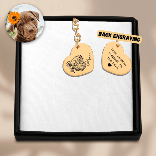 Pet Portrait Heart Keychain - Klolan