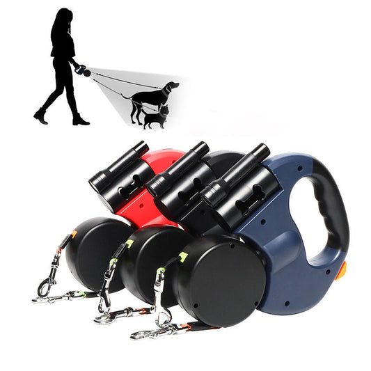 Double retractable dog leash with flashlight My Store