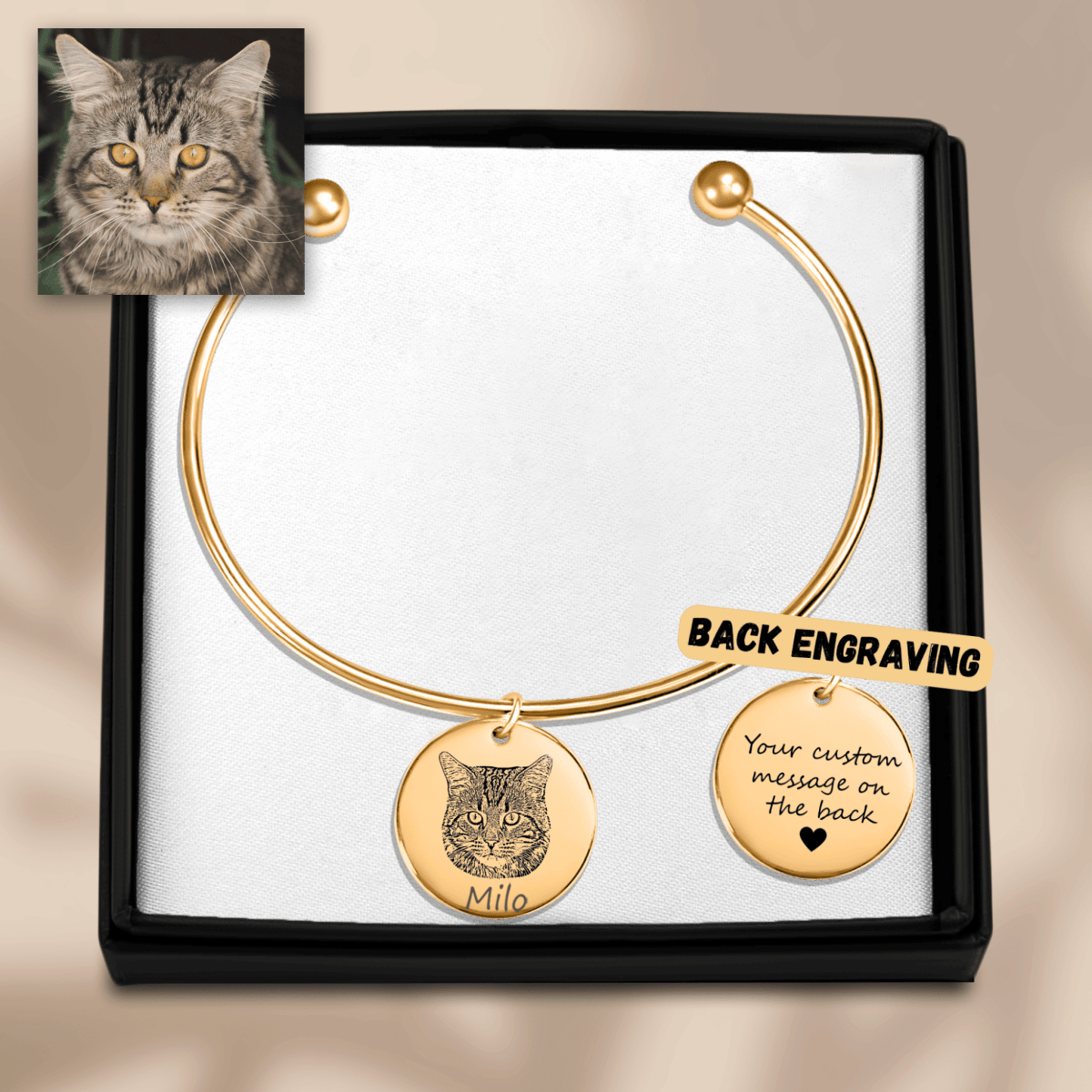 Custom Cat Portrait Bangle - Klolan
