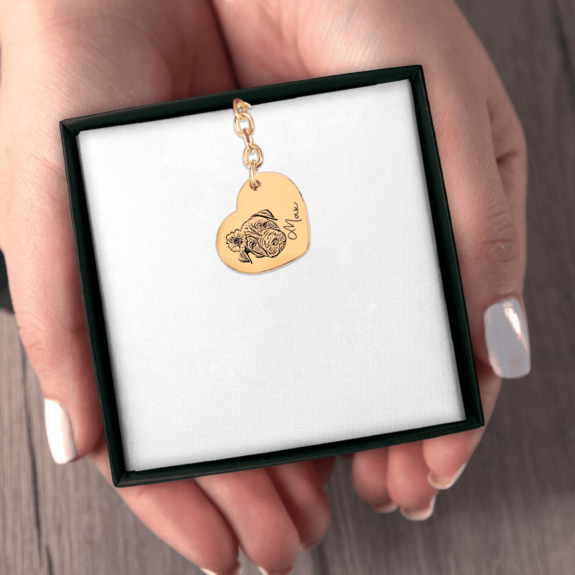 Pet Portrait Heart Keychain OwnPrint