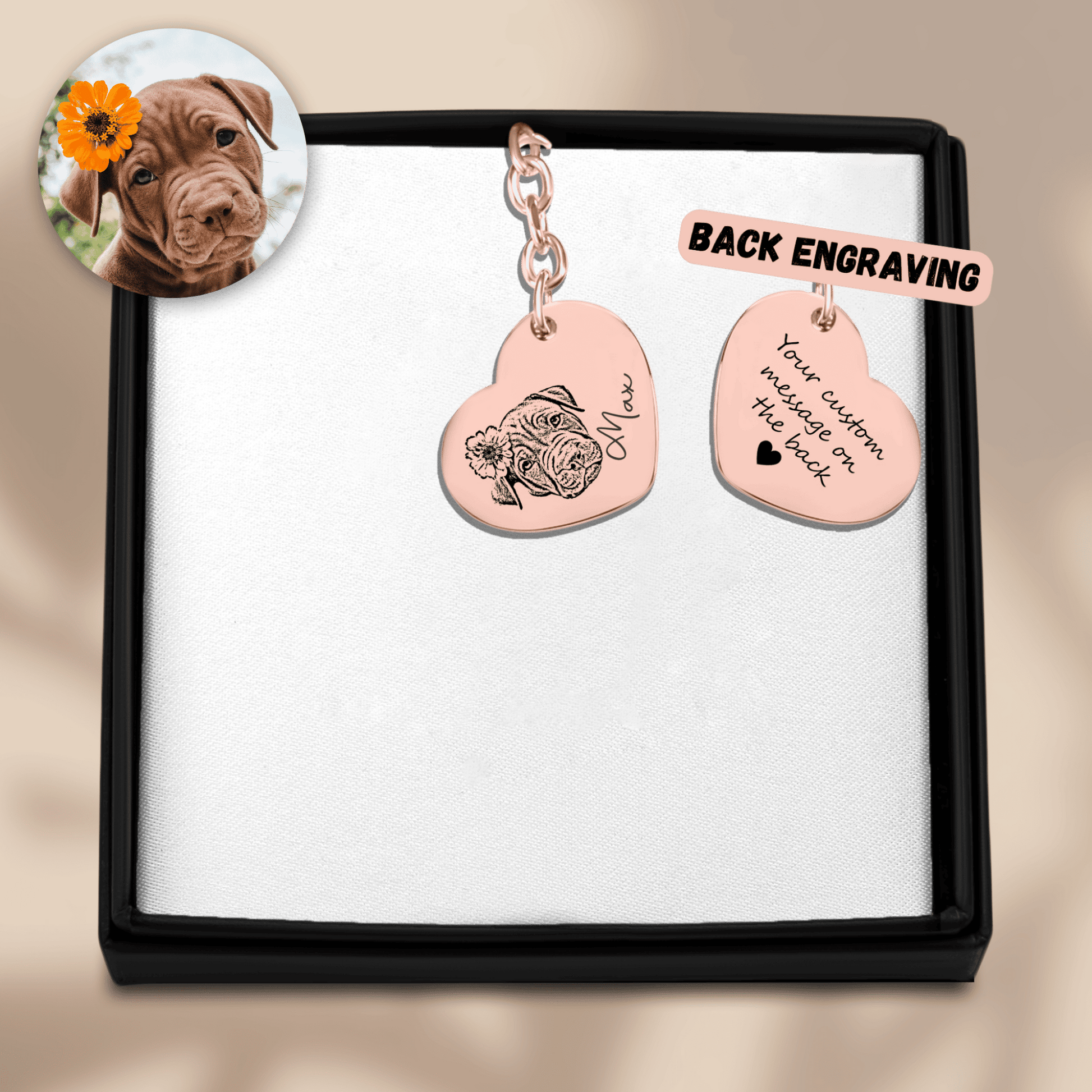 Pet Portrait Heart Keychain OwnPrint