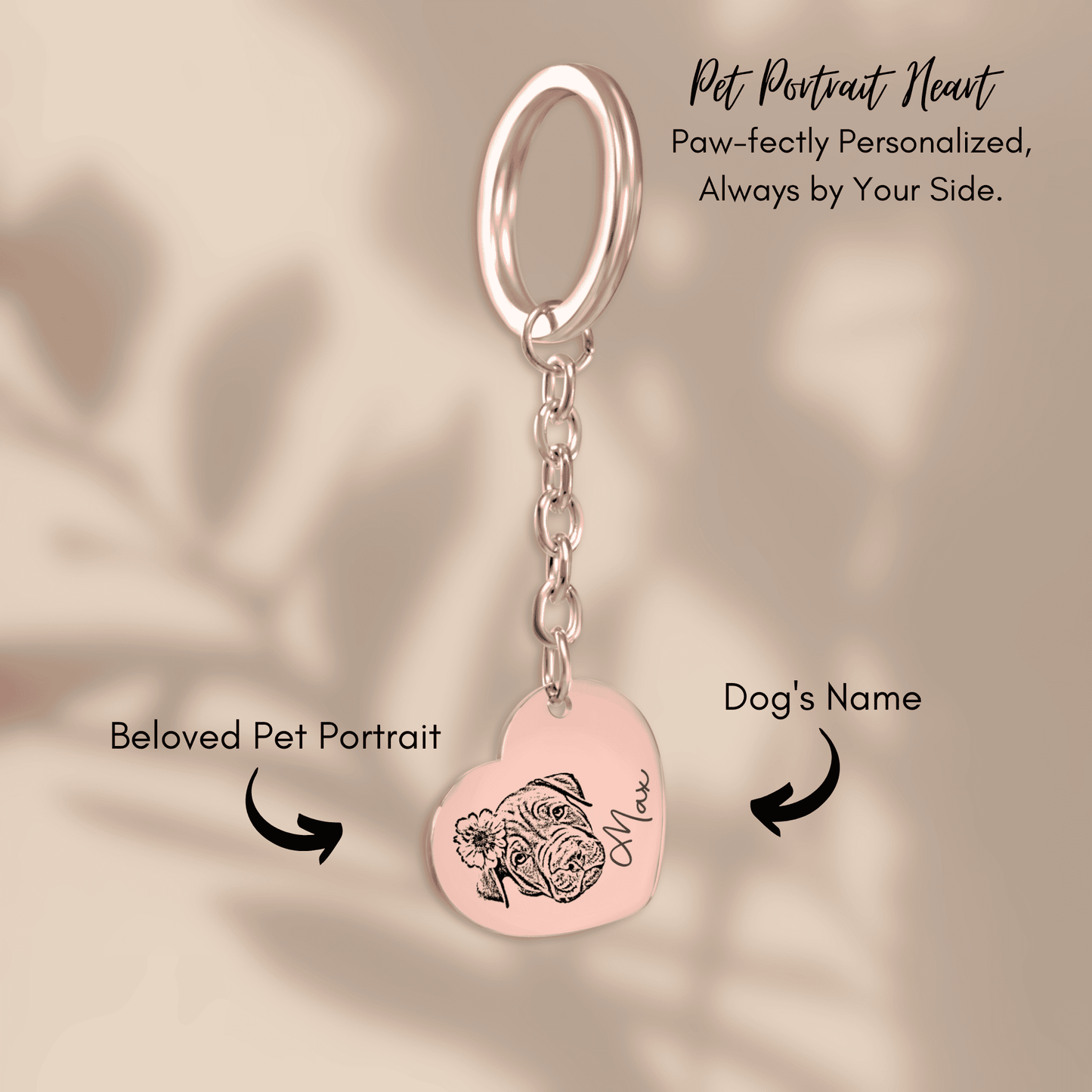 Pet Portrait Heart Keychain OwnPrint