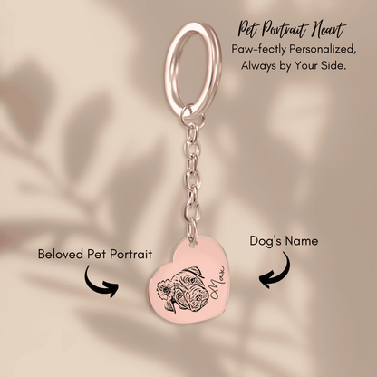 Pet Portrait Heart Keychain OwnPrint