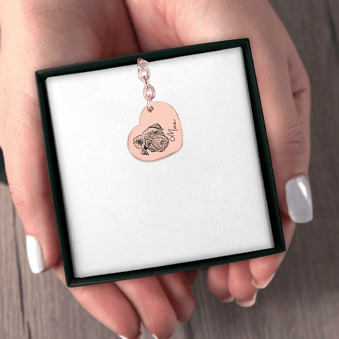 Pet Portrait Heart Keychain OwnPrint