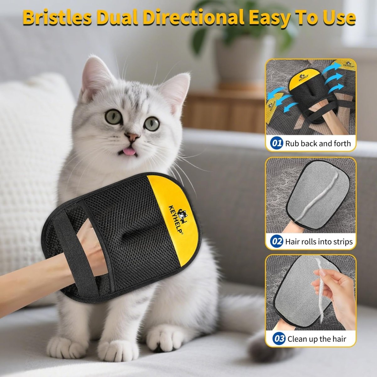 Pet Hair Removal Glove for Dogs & Cats - Klolan