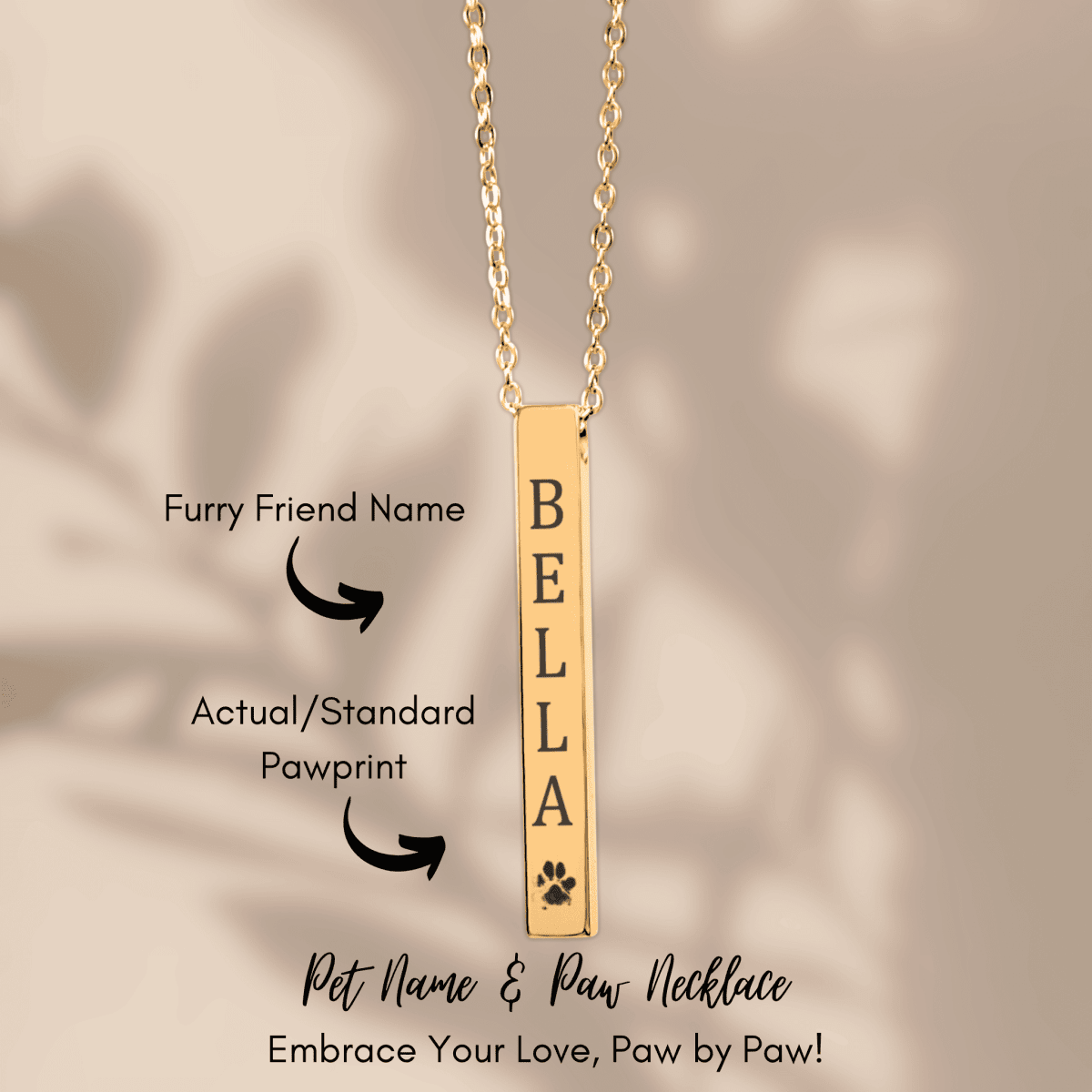 Pet Name & Paw Necklace - Klolan