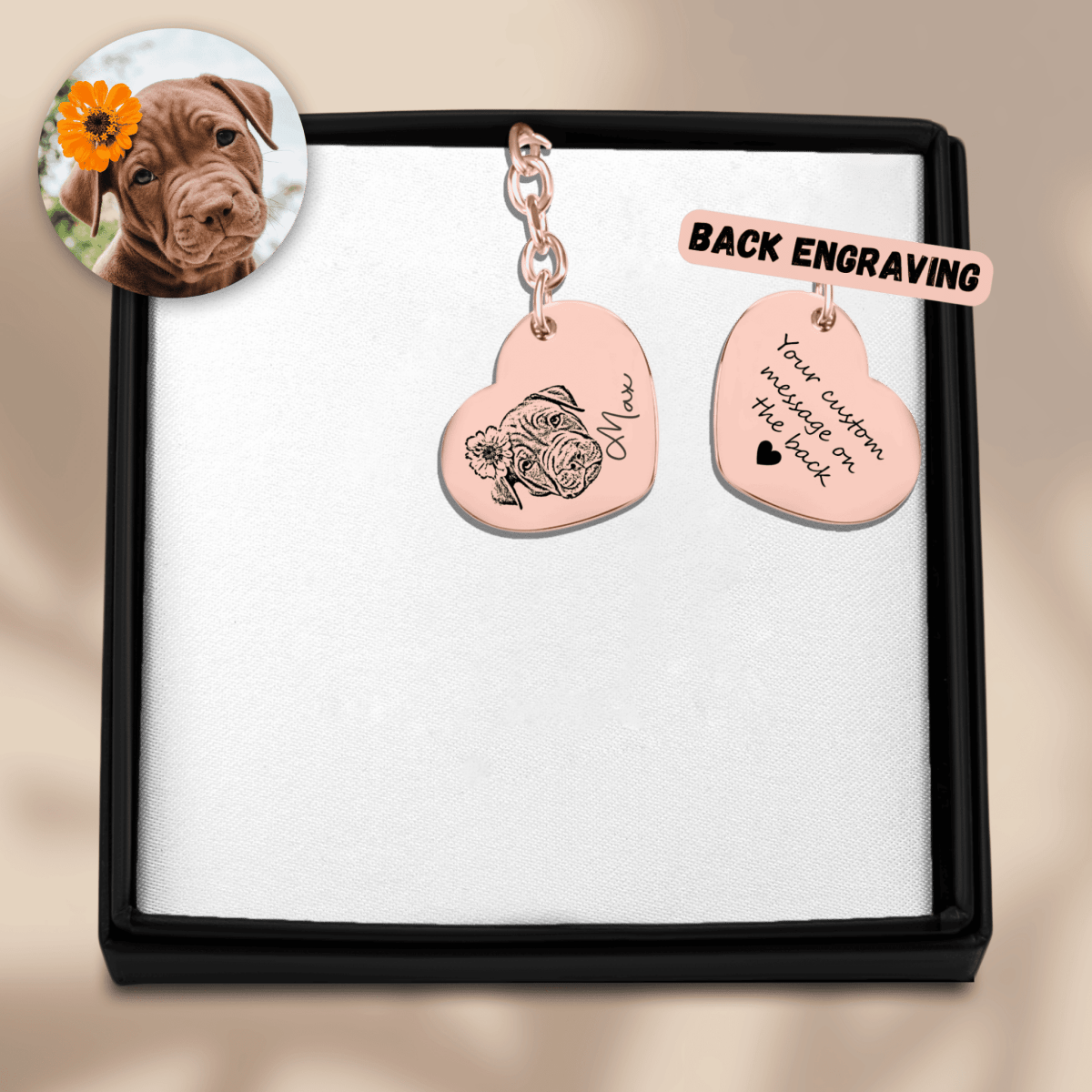 Pet Portrait Heart Keychain - Klolan