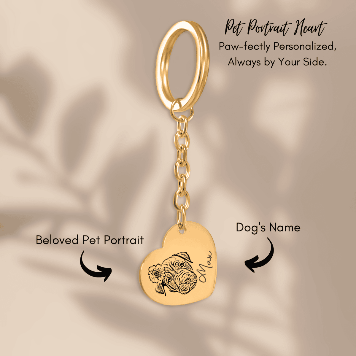 Pet Portrait Heart Keychain - Klolan