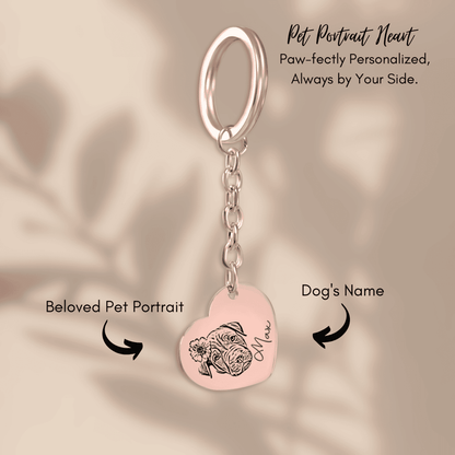 Pet Portrait Heart Keychain - Klolan
