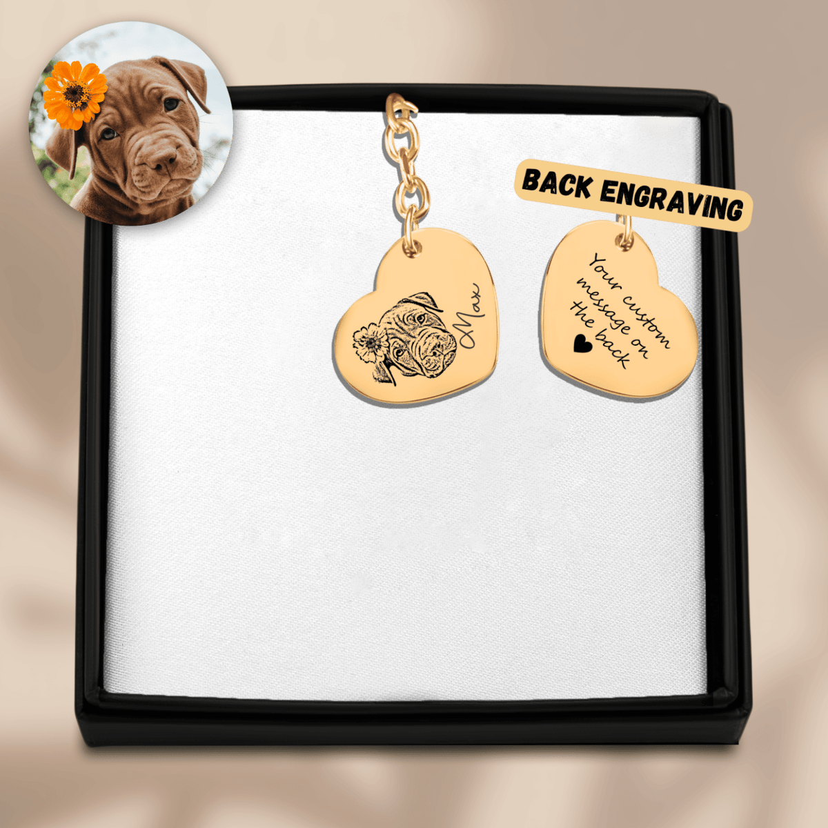 Pet Portrait Heart Keychain - Klolan