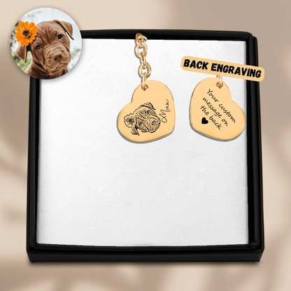 Pet Portrait Heart Keychain - Klolan