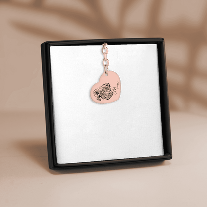 Pet Portrait Heart Keychain - Klolan