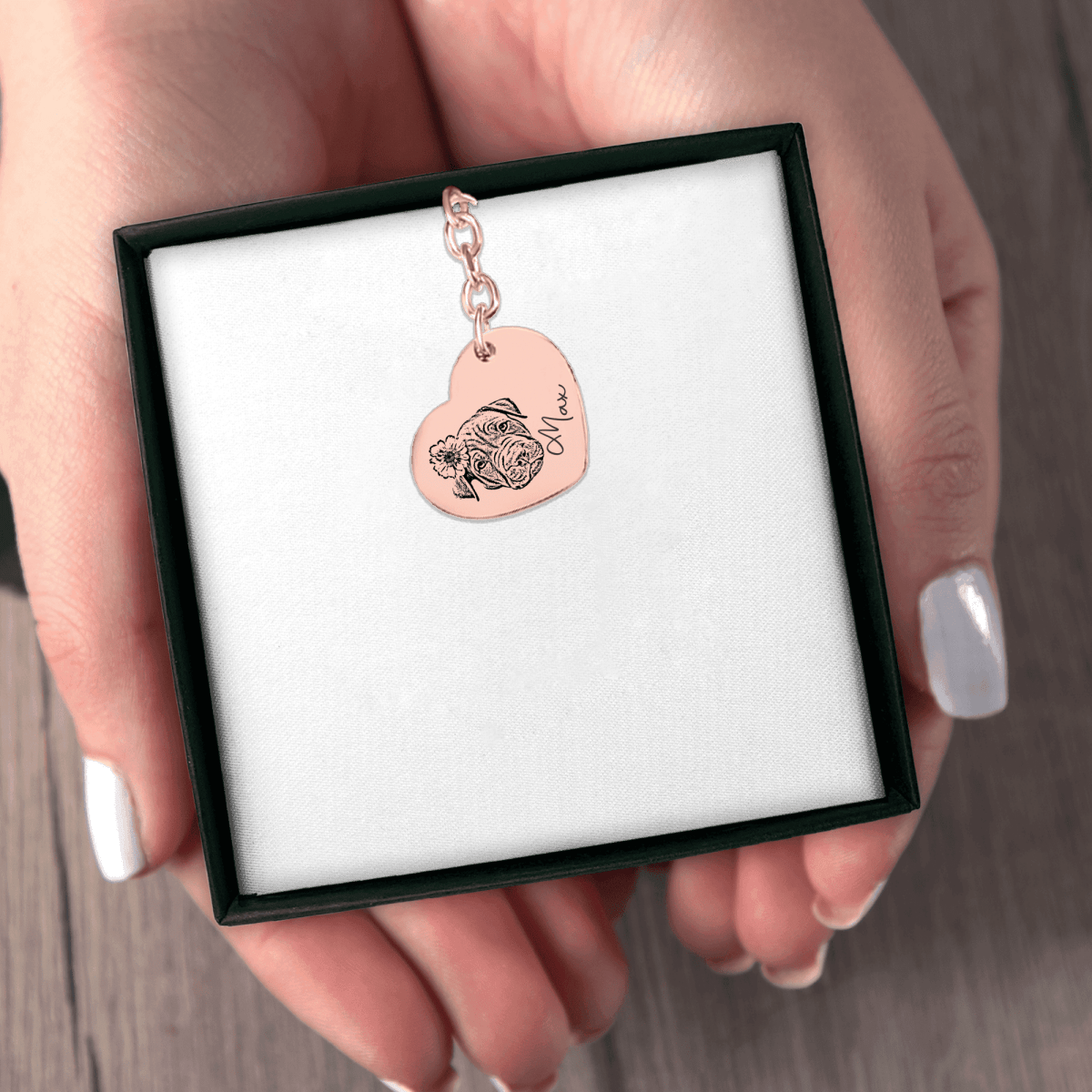 Pet Portrait Heart Keychain - Klolan