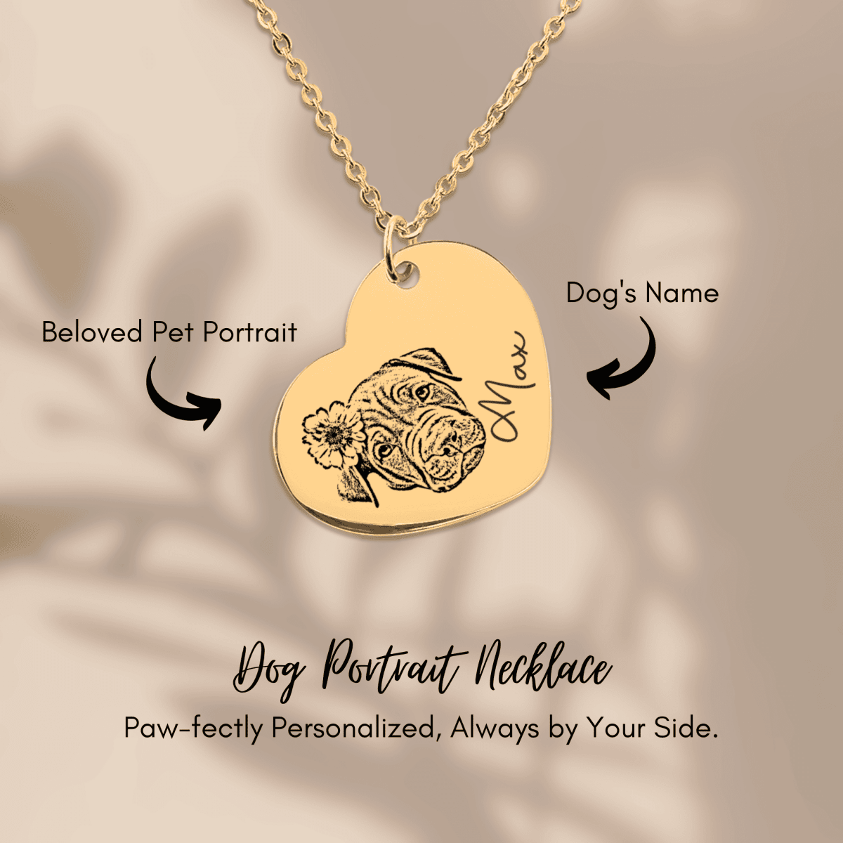 Pet Portrait Heart Necklace - Klolan