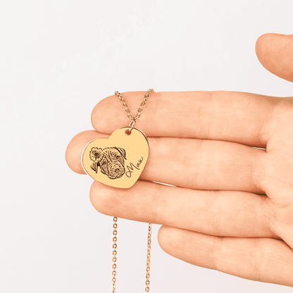 Pet Portrait Heart Necklace - Klolan