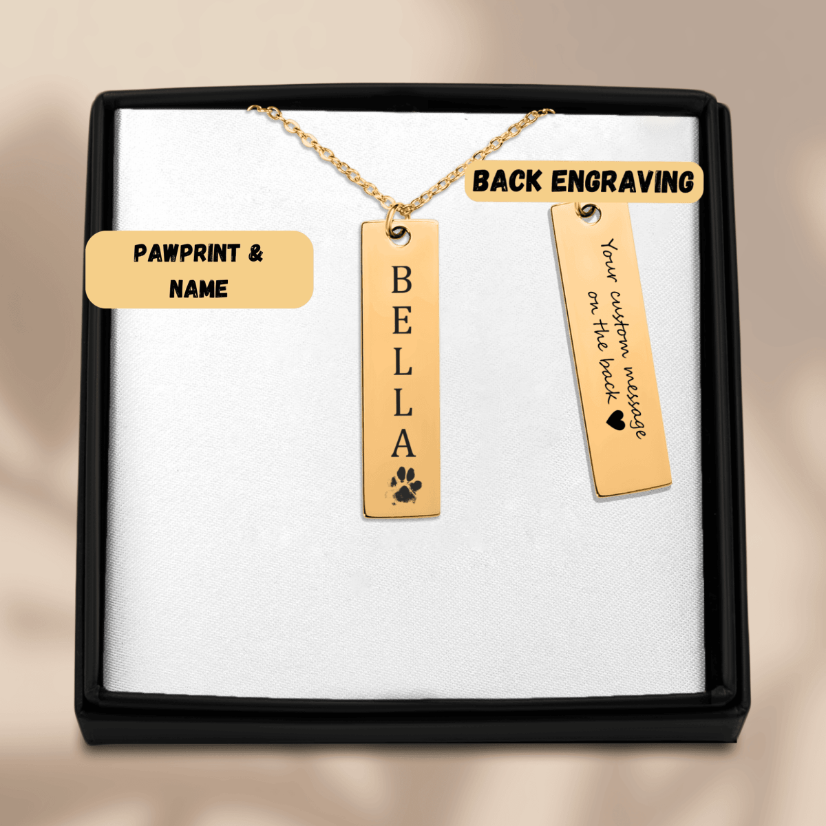 Pet's Name & Paw Print Necklace - Klolan