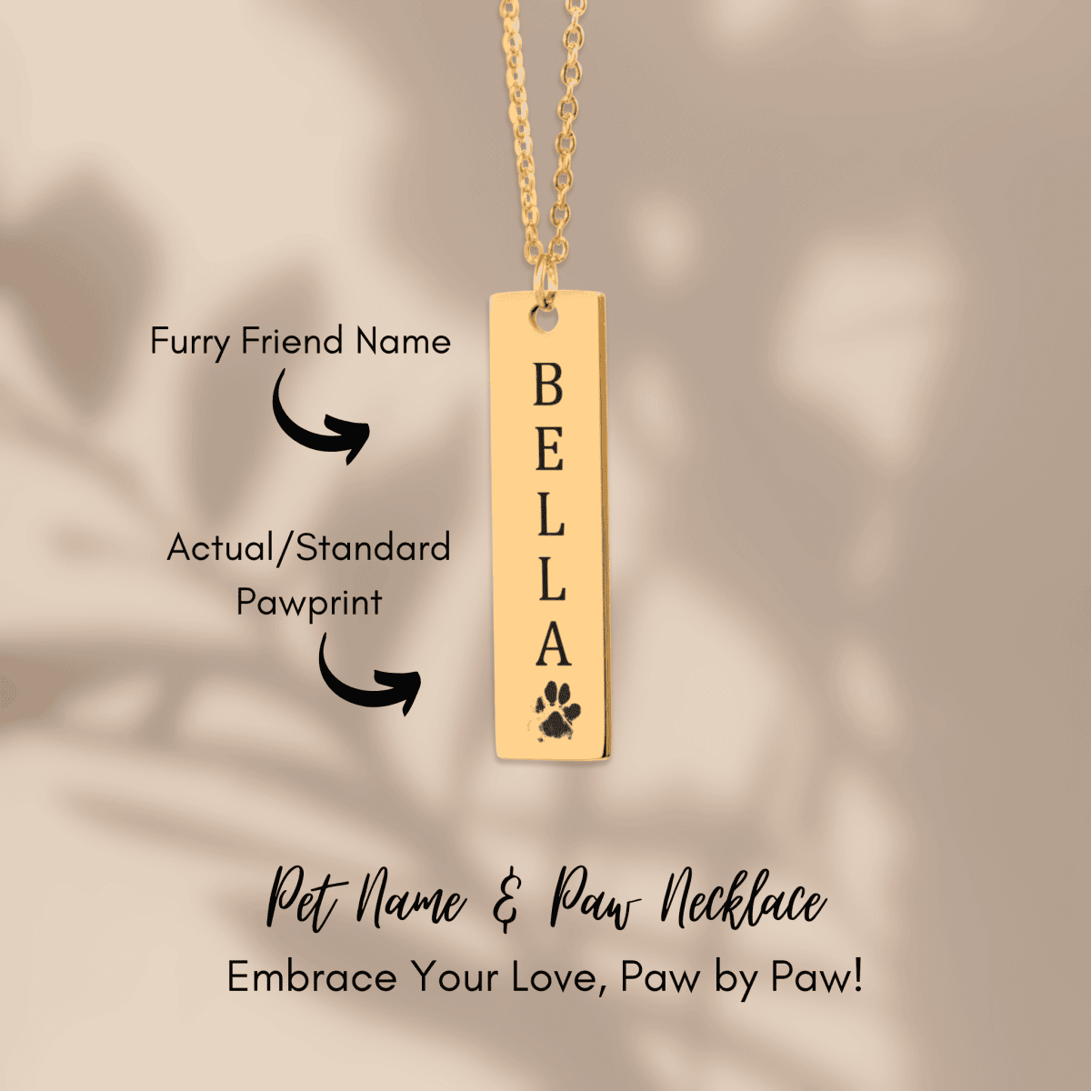 Pet's Name & Paw Print Necklace - Klolan